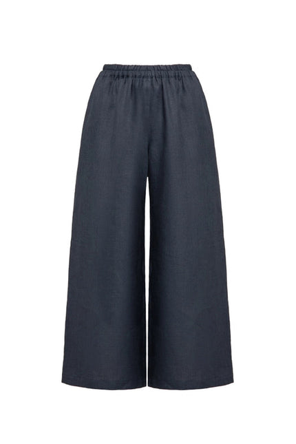 St Tropez Cropped Linen Wide-Leg Trousers