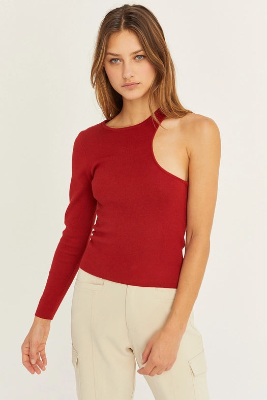 Stacie One Shoulder Cut Out Sweater Top