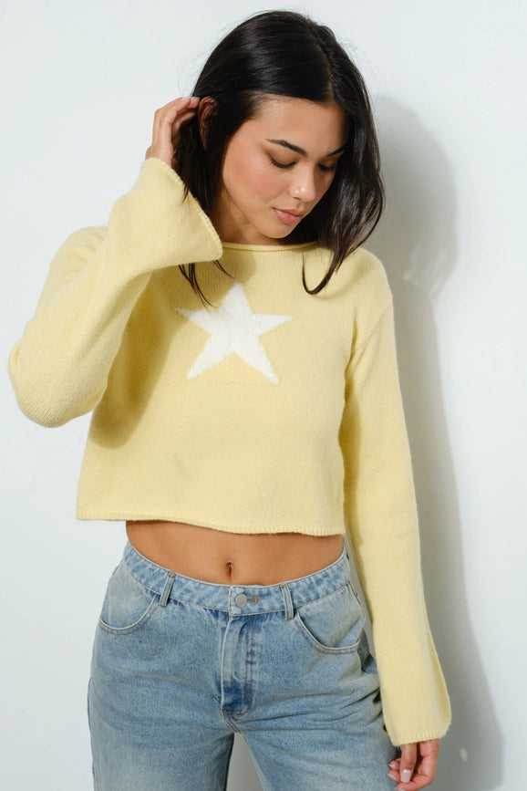 Star Knit Top LT Yellow