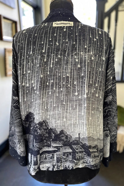 Stargazer Cropped Bamboo Kimono Cardigan With Falling Stars