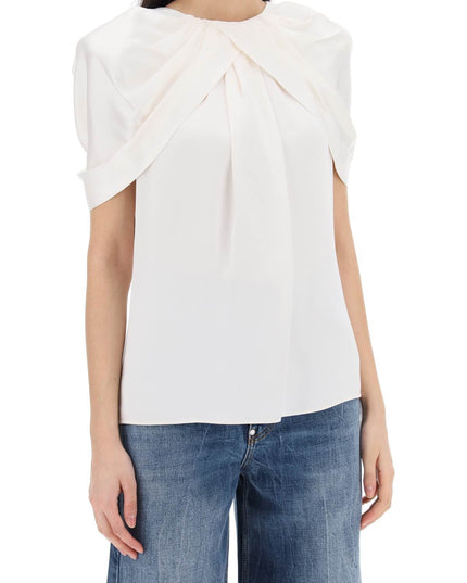 Stella mccartney satin blouse with petal sleeves-women > clothing > shirts and blouses > blouses-Stella McCartney-Urbanheer