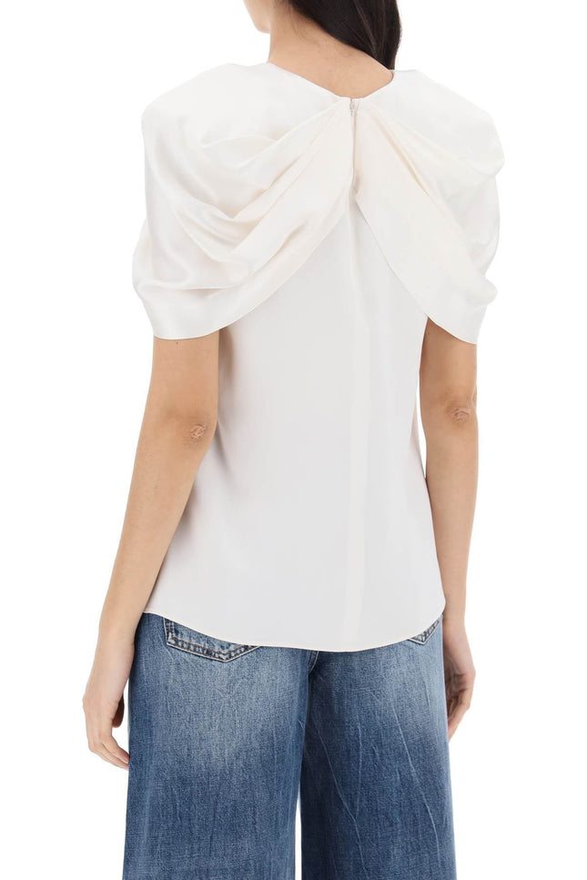 Stella mccartney satin blouse with petal sleeves-women > clothing > shirts and blouses > blouses-Stella McCartney-Urbanheer