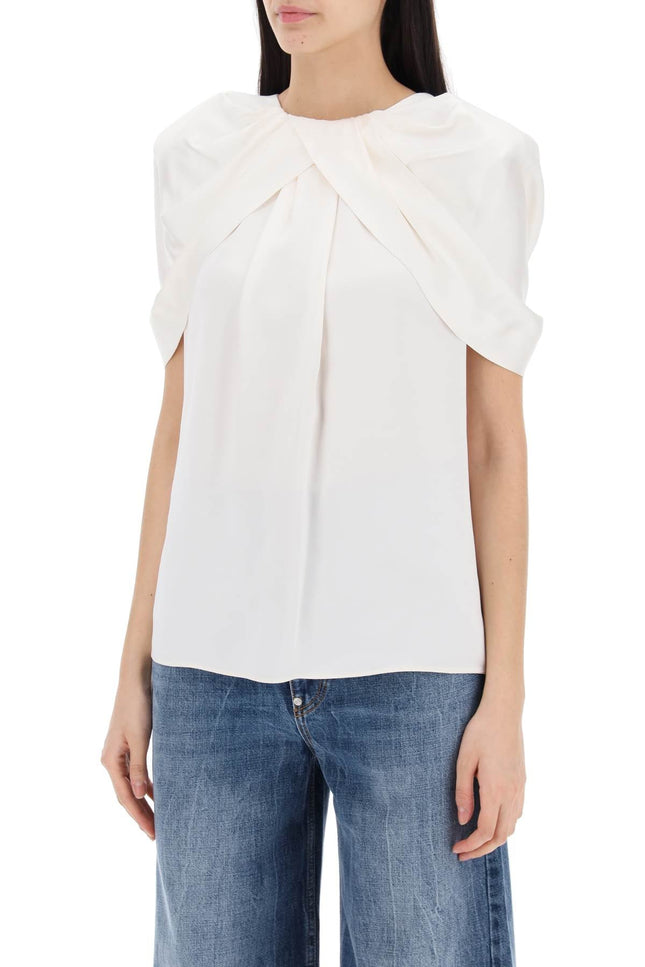 Stella mccartney satin blouse with petal sleeves-women > clothing > shirts and blouses > blouses-Stella McCartney-Urbanheer