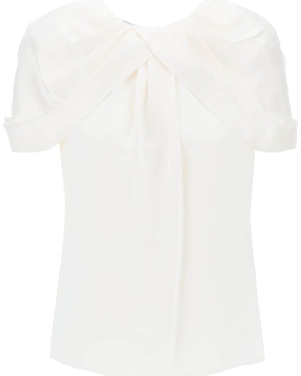 Stella mccartney satin blouse with petal sleeves-women > clothing > shirts and blouses > blouses-Stella McCartney-Urbanheer