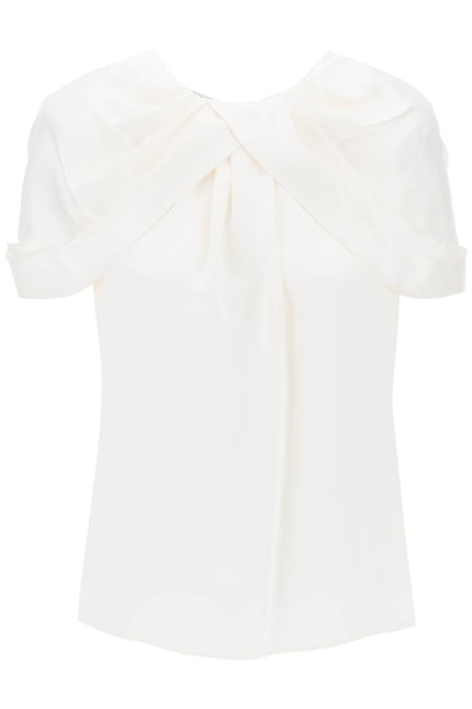 Stella mccartney satin blouse with petal sleeves-women > clothing > shirts and blouses > blouses-Stella McCartney-Urbanheer