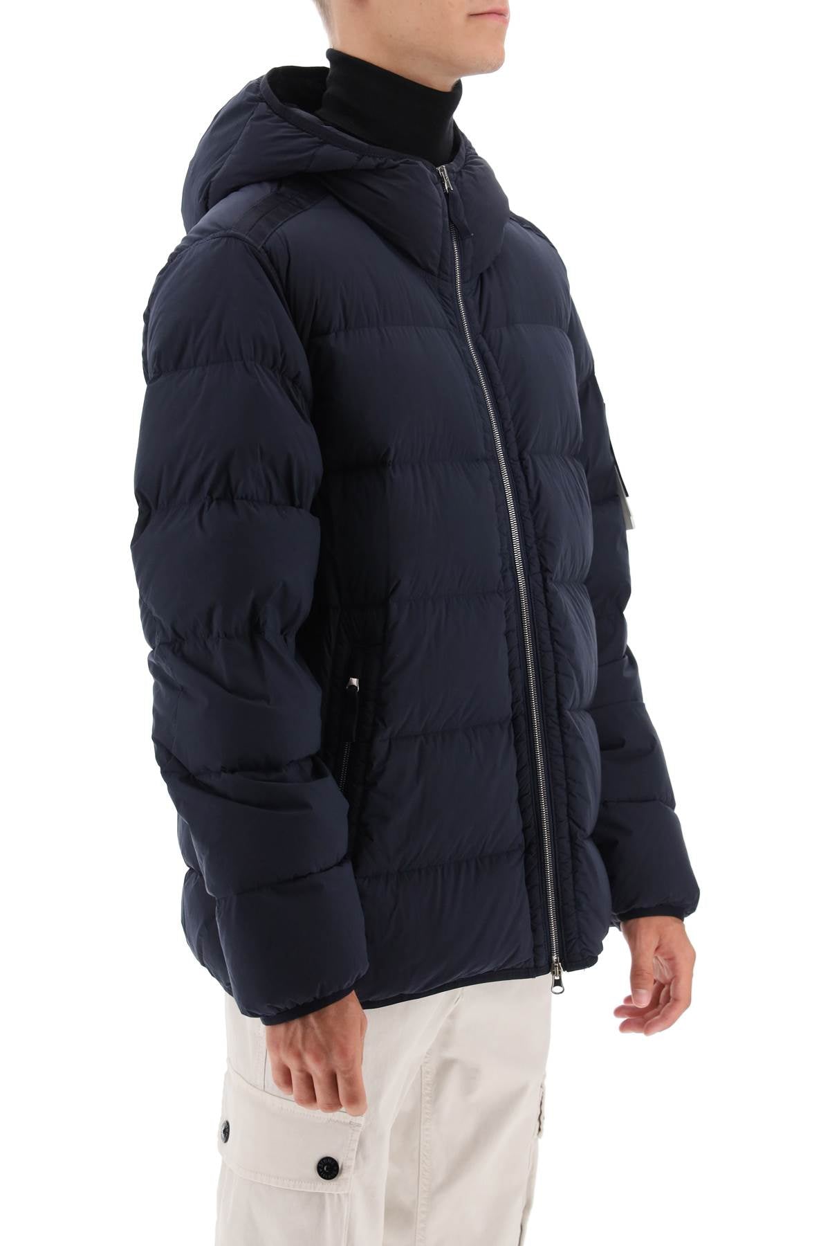 Stone Island hooded puffer jacket in seamless tunnel nylon - Blue