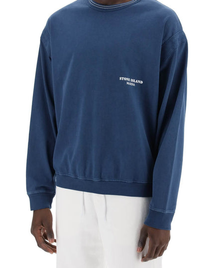 Stone island marina 'old' treatment crew Blue-Sweatshirt-Stone Island-Urbanheer