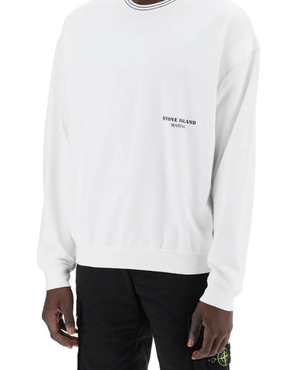 Stone island marina 'old' treatment crew White-Sweatshirt-Stone Island-Urbanheer