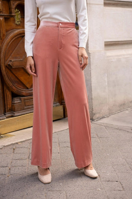 Straight Cut Velvet Pants Pink