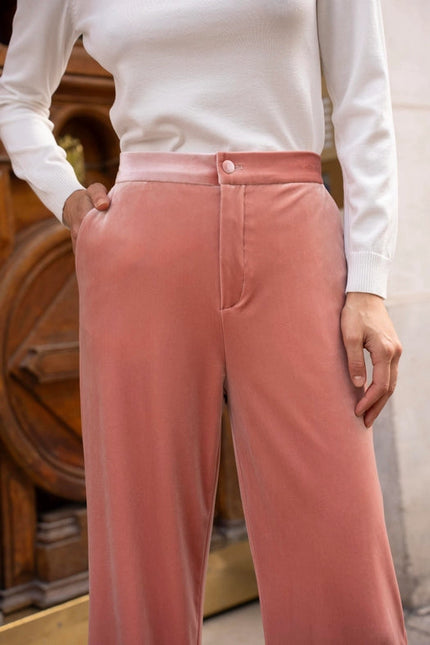 Straight Cut Velvet Pants Pink