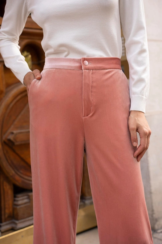 Straight Cut Velvet Pants Pink