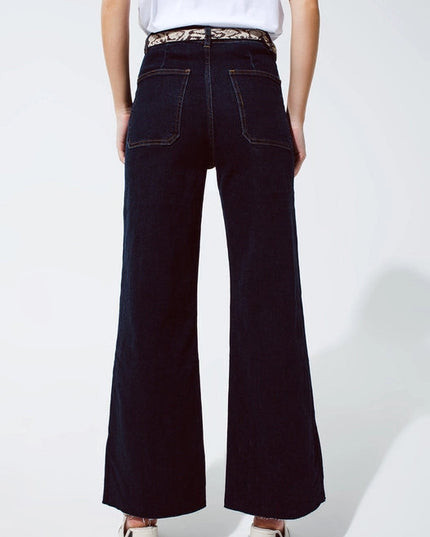 Straight Jeans With Pocket Detail In Dark Wash