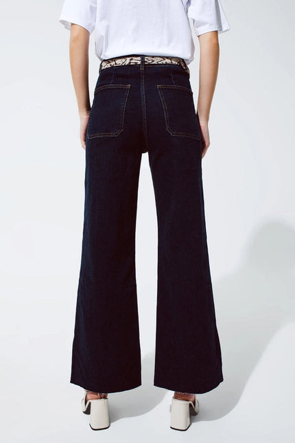 Straight Jeans With Pocket Detail In Dark Wash