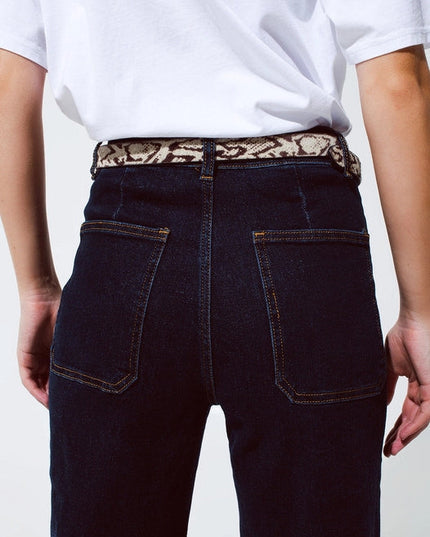 Straight Jeans With Pocket Detail In Dark Wash