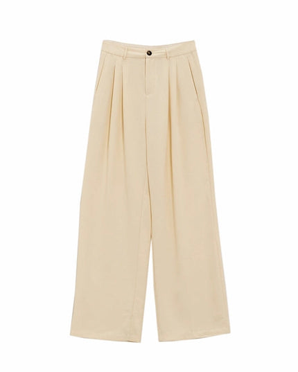 Straight Leg Trousers With Side Pockets And Darts In Cream