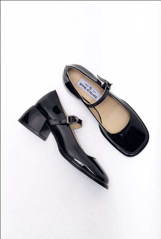 Strappy Block Heel Court Shoes Patricia Black