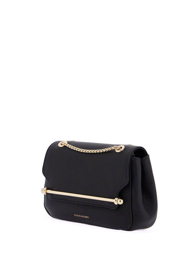 Strathberry black calfskin mini bag with gold chain