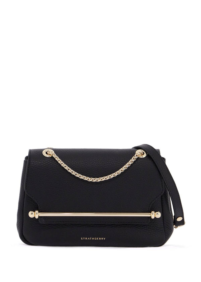 Strathberry black calfskin mini bag with gold chain