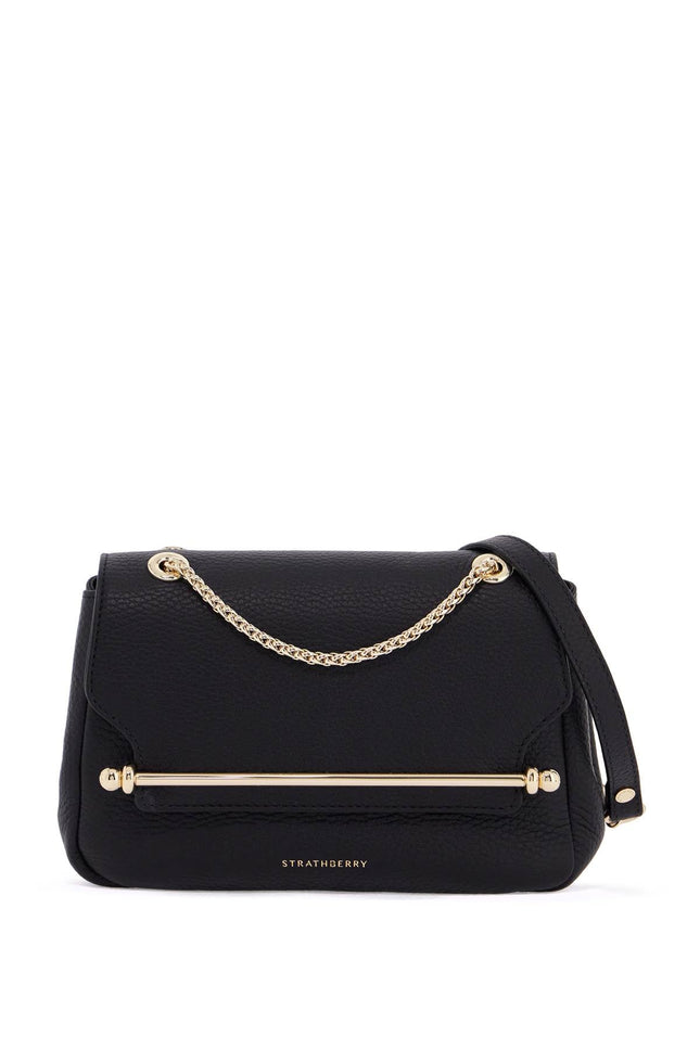 Strathberry black calfskin mini bag with gold chain