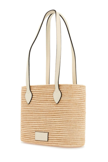 Strathberry large vanilla raffia basket bag with leather finishes