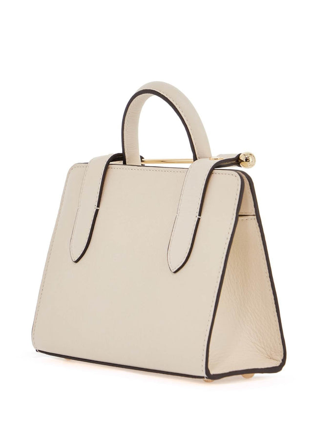 Strathberry mini handbag in beige leather with removable shoulder strap