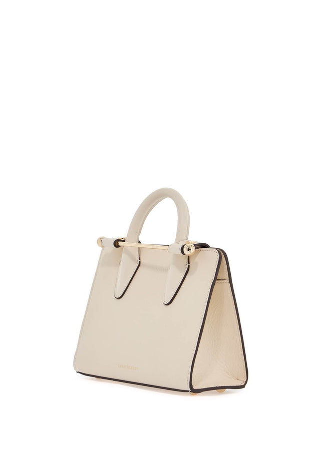 Strathberry mini handbag in beige leather with removable shoulder strap