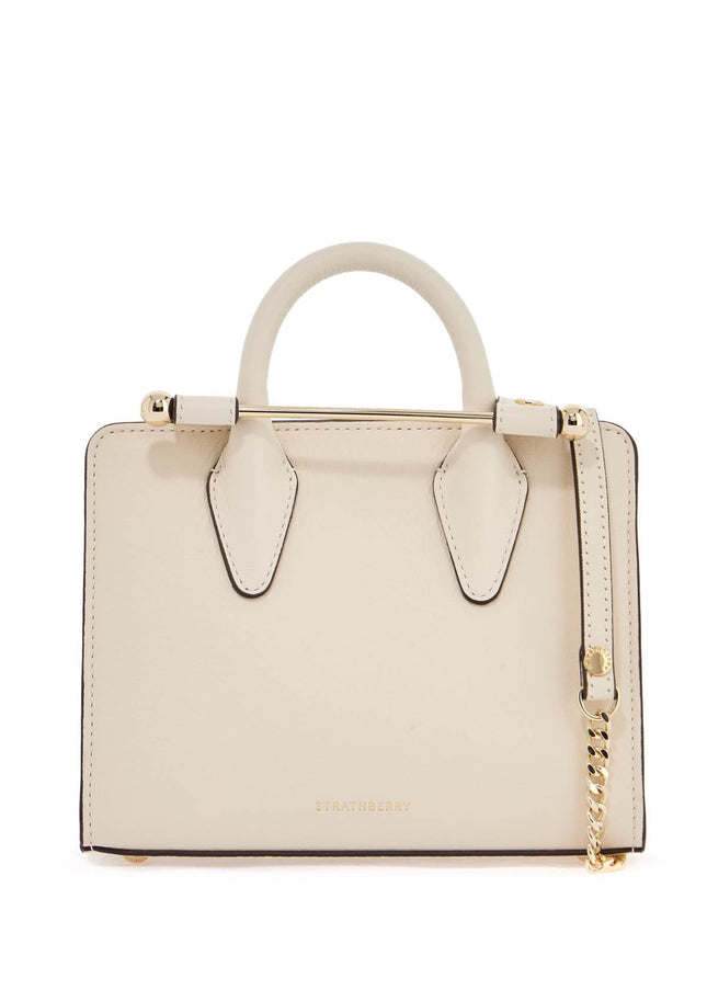 Strathberry mini handbag in beige leather with removable shoulder strap