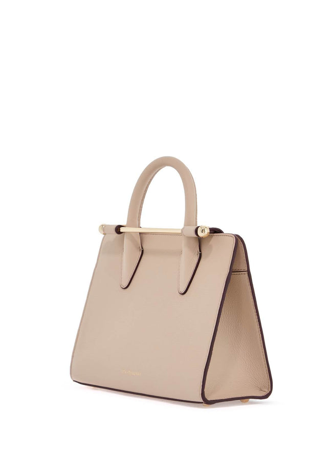 Strathberry mini handbag in neutral calfskin with magnetic closure