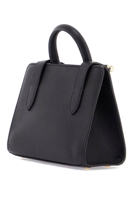 Strathberry mini tote in black calfskin with removable shoulder strap