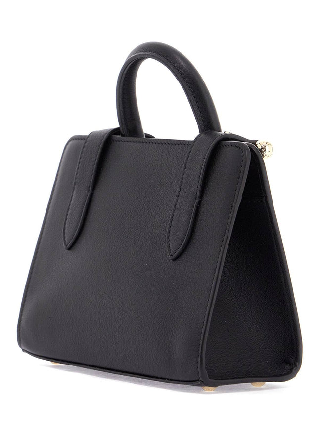 Strathberry mini tote in black calfskin with removable shoulder strap