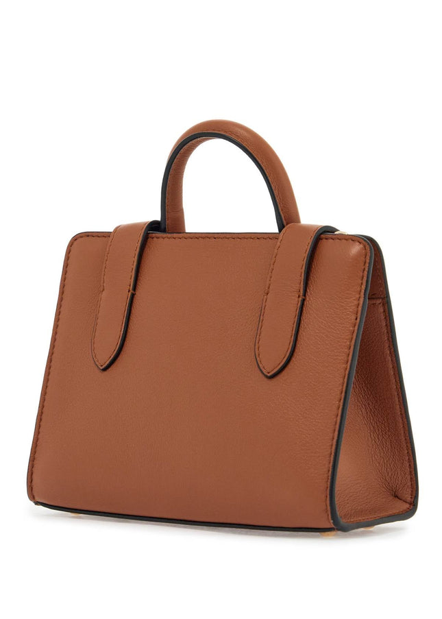 Strathberry nano tote in chestnut calf leather