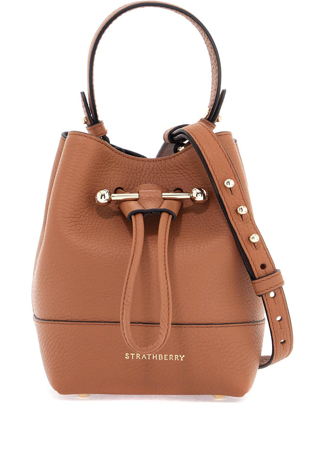 Strathberry tan leather bucket bag with adjustable strap