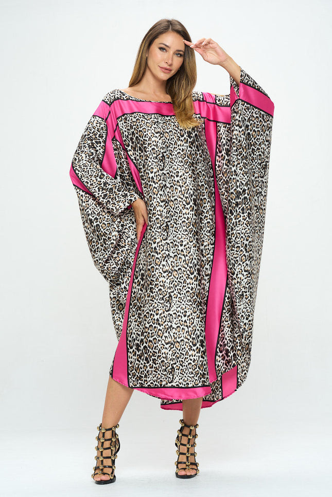 Stretch Satin Animal Print Oversize Dress-3