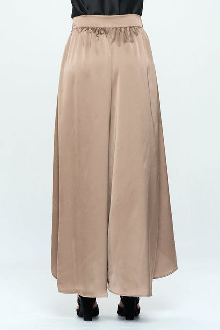 Stretch Satin Split Wide Leg Pants with Tie-3