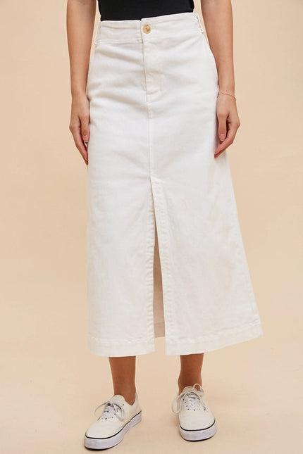 Stretch Twill Pencil Skirt Off-White