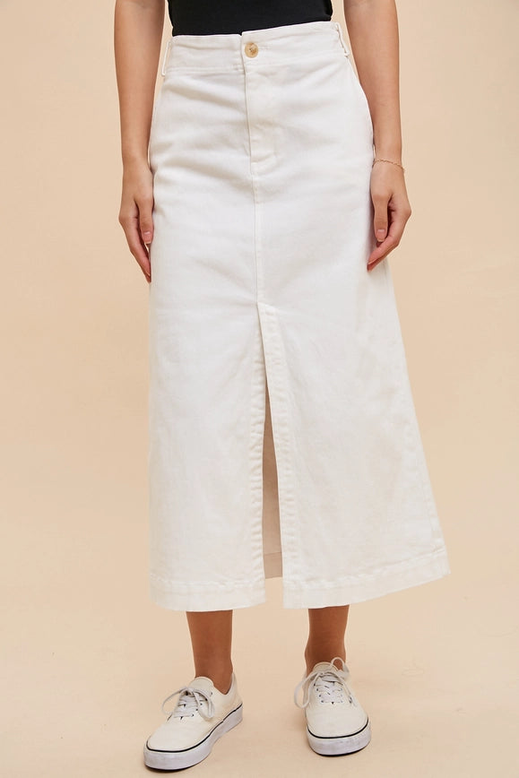 Stretch Twill Pencil Skirt Off-White