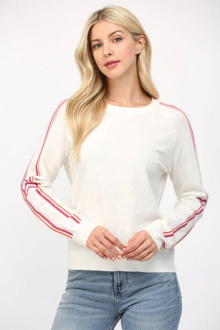 Stripe Detail Crew Neck Sweater