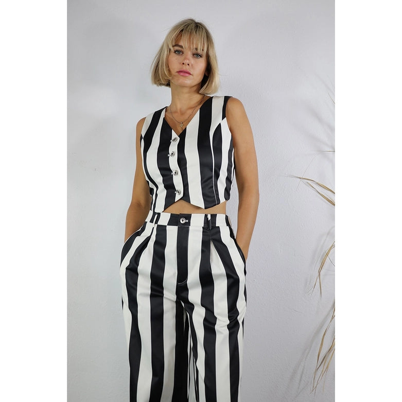 Stripe Vest and Pants Set BLACK STRIPE