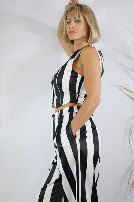 Stripe Vest and Pants Set BLACK STRIPE