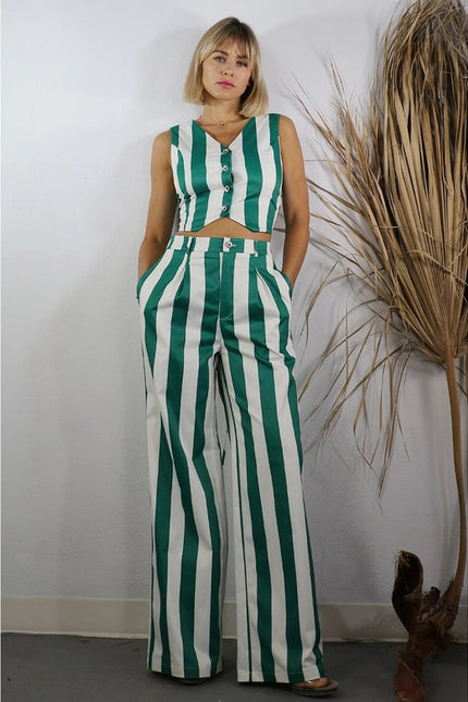 Stripe Vest and Pants Set GREEN STRIPE