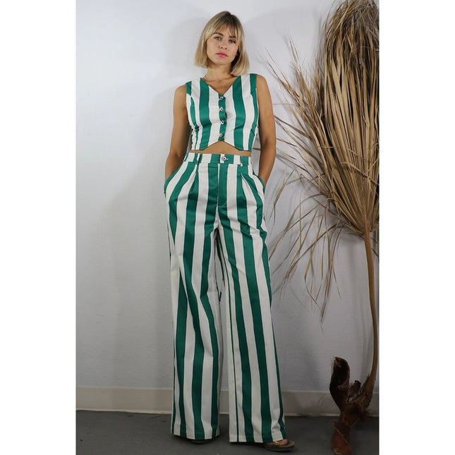 Stripe Vest and Pants Set GREEN STRIPE