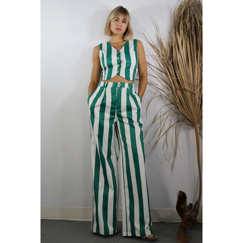 Stripe Vest and Pants Set GREEN STRIPE