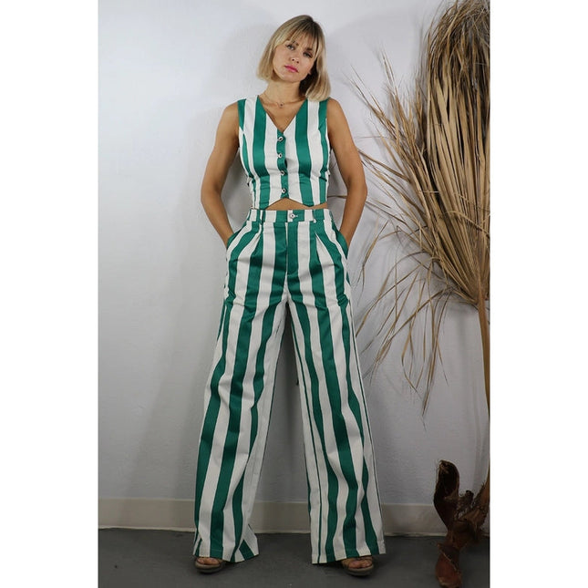 Stripe Vest and Pants Set GREEN STRIPE