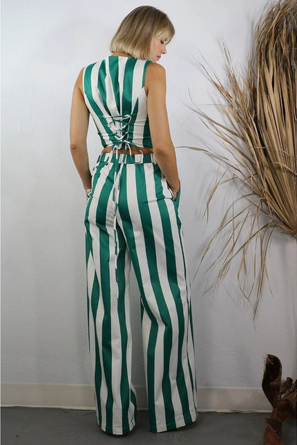 Stripe Vest and Pants Set GREEN STRIPE