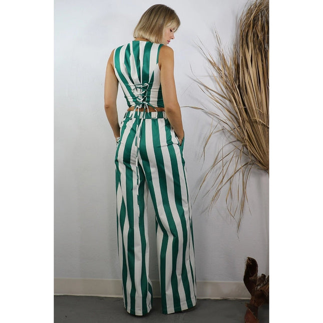 Stripe Vest and Pants Set GREEN STRIPE