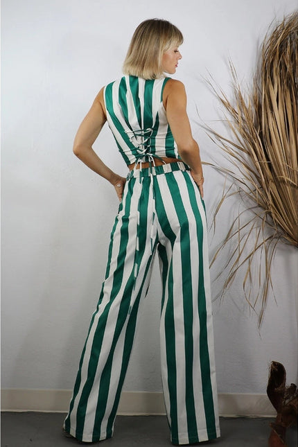 Stripe Vest and Pants Set GREEN STRIPE