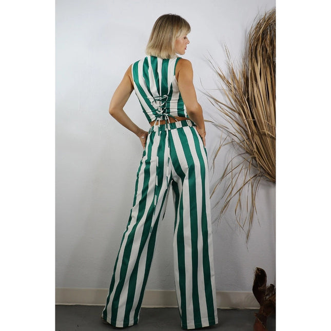 Stripe Vest and Pants Set GREEN STRIPE