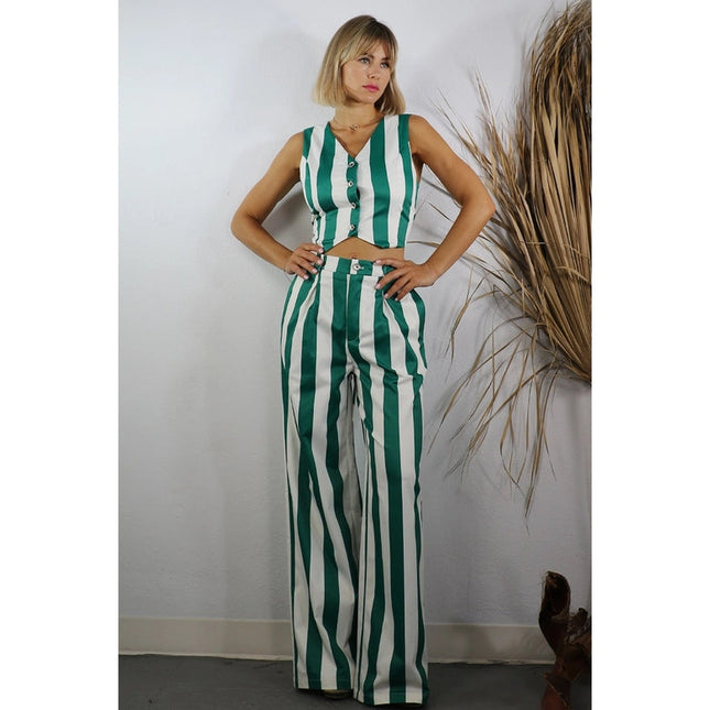 Stripe Vest and Pants Set GREEN STRIPE