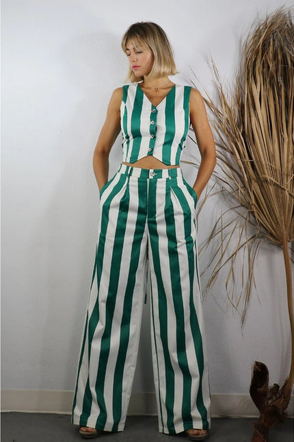 Stripe Vest and Pants Set GREEN STRIPE