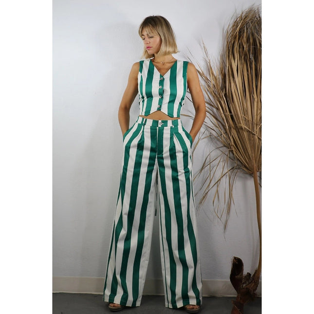 Stripe Vest and Pants Set GREEN STRIPE